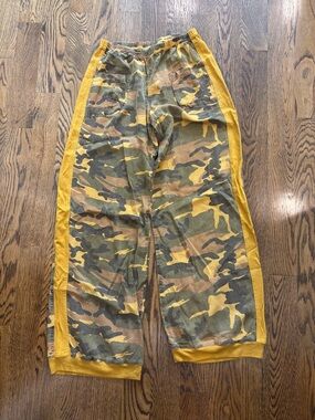 Hard Tail Camo Track Pants with Yellow Side Panels